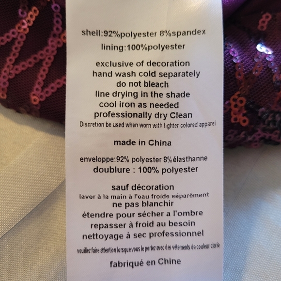 DB Studio Purple Short Mini Allover Sequin Illusion Plunge Dress Sz 10 - Picture 15 of 15